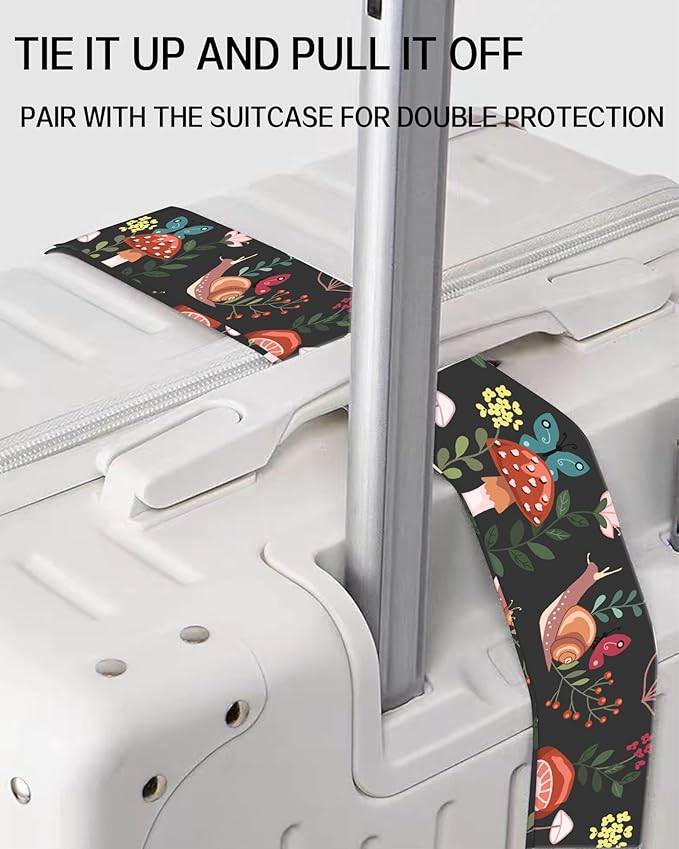 Luggage Straps for Suitcases, Adjustable Travel Belt, Durable Wide Luggage Strap, Cute Suitcase Strap Identifiers with Buckle, Bag Straps for Luggage, Cute Boho Mushrooms