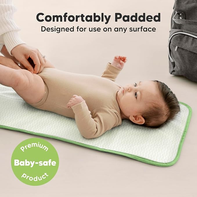 KeaBabies Portable Diaper Changing Pad, Easy Wipe Clean - Foldable Waterproof Baby Changing Mat for Diaper Bag, Compact, Lightweight, 25x13 Baby Changer Travel Essential, Machine Washable (Acacia)
