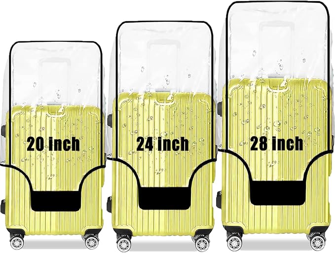 Clear PVC Luggage Cover 3 Piece Set, 0.2mm Thick Lightweight Waterproof, Dustproof, Anti-Scratch Suitcase Cover Set, Luggage Covers for Suitcase TSA Approved, Fits 19"-29" Wheeled Luggage