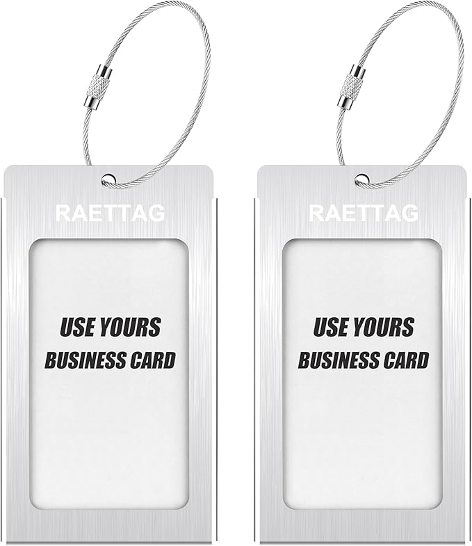 Luggage Tags Metal Suitcase Tags Travel Bag ID Identifier Luggage Tag (Silver 2-Pack)