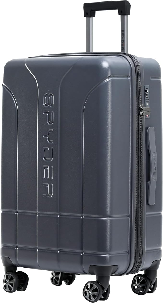 Spyder Carve 25 Inch Medium Expandable Hardside Upright Suitcase, with 360° Spinner Wheels, TSA Approved Lock, Gray