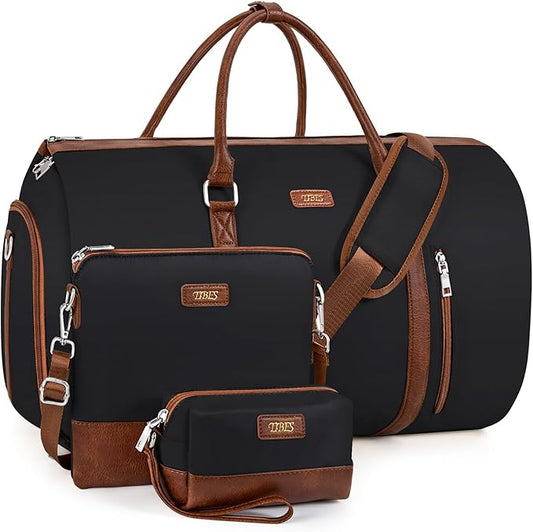 Convertible Garment Duffel Bags for Travel - Carry On Garment Bags With Toiletry Bag Large Weekender Bags for Women Men 2 in 1 Hanging Suitcase Suit Travel Duffel Overnight Bags 4pcs Set