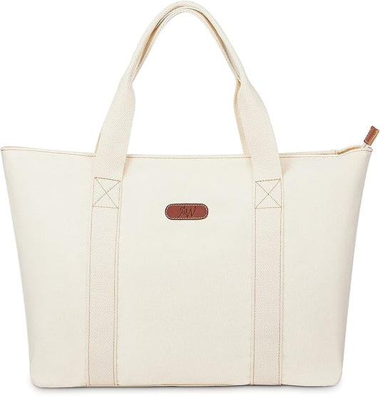 AW BRIDAL Monogram Canvas Tote Bag for Chrismas, Bridal Shower, Retirement, Birthday Gifts for Women Mom Wife Sister Friends