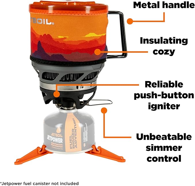 Jetboil MiniMo Camping and Backpacking Stove Cooking System with Adjustable Heat Control