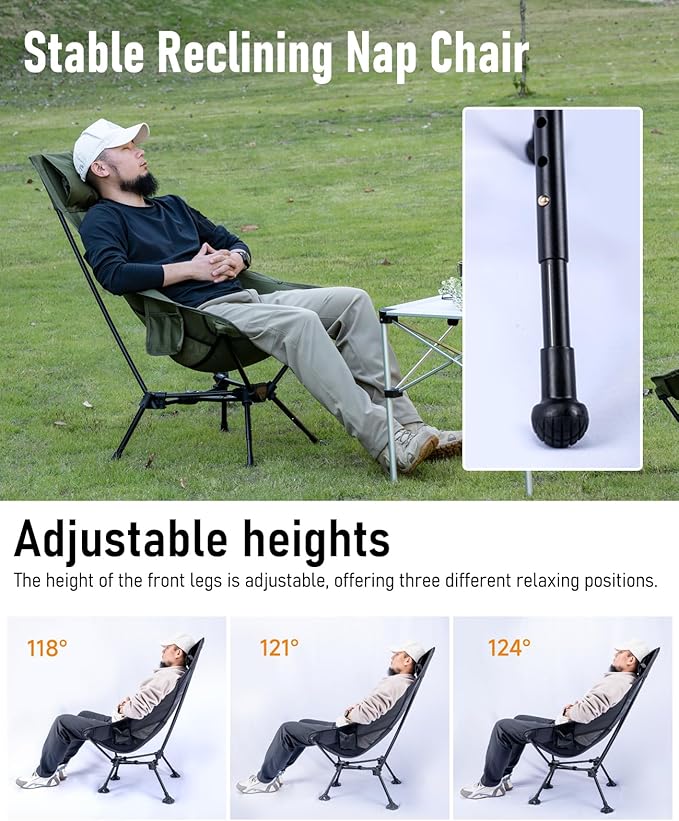 iClimb Ultralight Compact Camping Folding Beach Chair with Anti-Sinking Large Feet