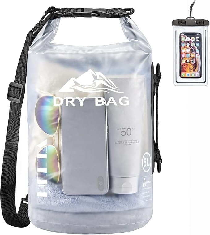 HEETA Dry Bag Waterproof for Women Men, 5L/10L/20L/30L/40L Roll Top Lightweight Dry Storage Bag Backpack with Phone Case for Travel Swimming Boating Kayaking Paddle Board Camping Beach Accessories