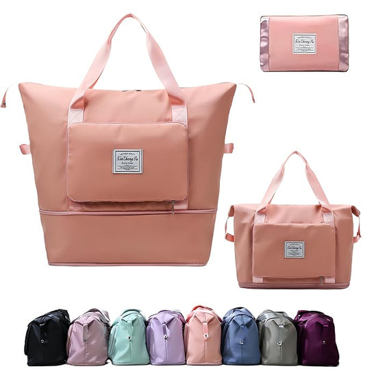 Large Capacity Foldable Travel Bag, Expandable lightweight Carry on Bag, Dry with Wet Separation Spor Duffel Bags