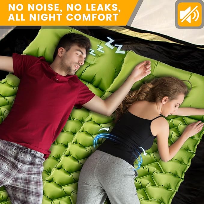 Camping Sleeping Pad, Ultralight Camping Mat with Pillow Built-in Foot Pump, Inflatable Sleeping Pads Compact for Travel, Camping Backpacking Hiking Tent Car Camp Gear