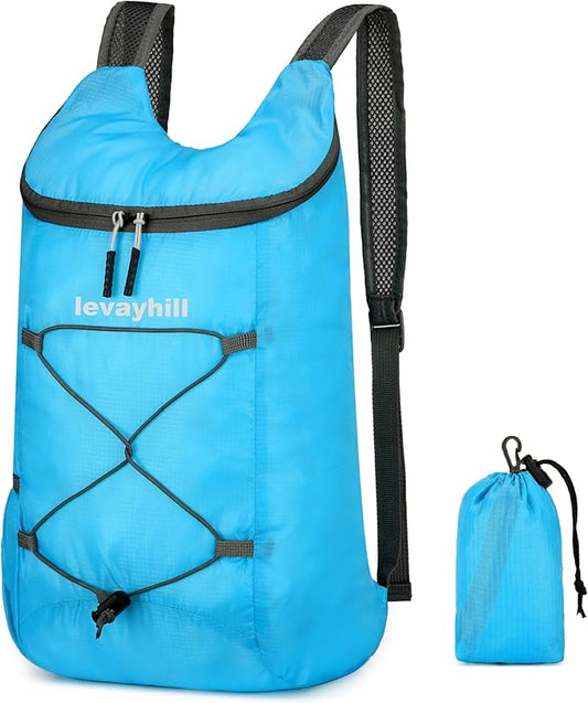 16L Hiking Daypack Lightweight Foldable Travel Backpack Water Repellent Camping Outdoor Packable Easy Carry-on Bag (Blue)