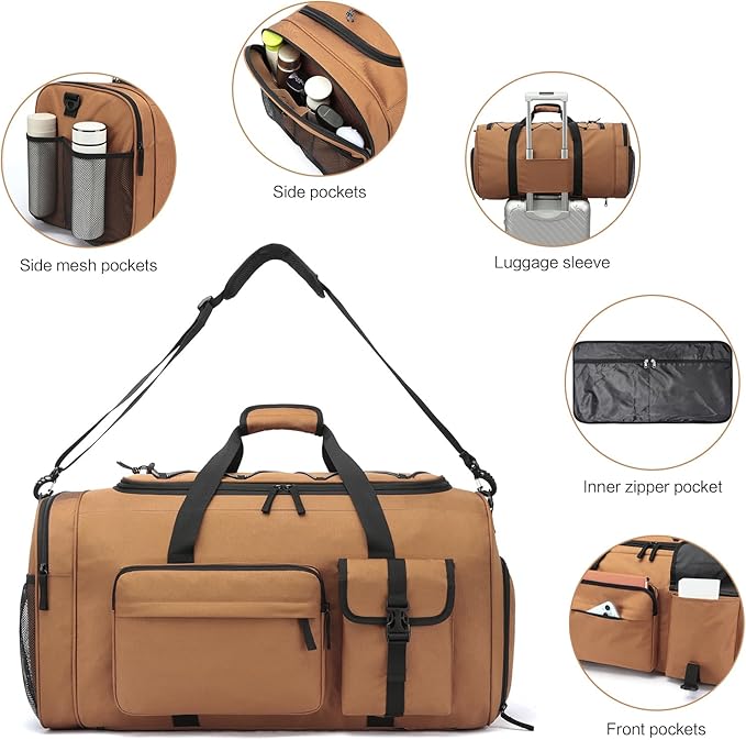 Lyweem Large Duffle Bag Backpack for Travel, 70L Heavy Duty Gym Duffel Bag with Shoes Compartment for Men & Women, Weekender Overnight Sports Backpack for Traveling