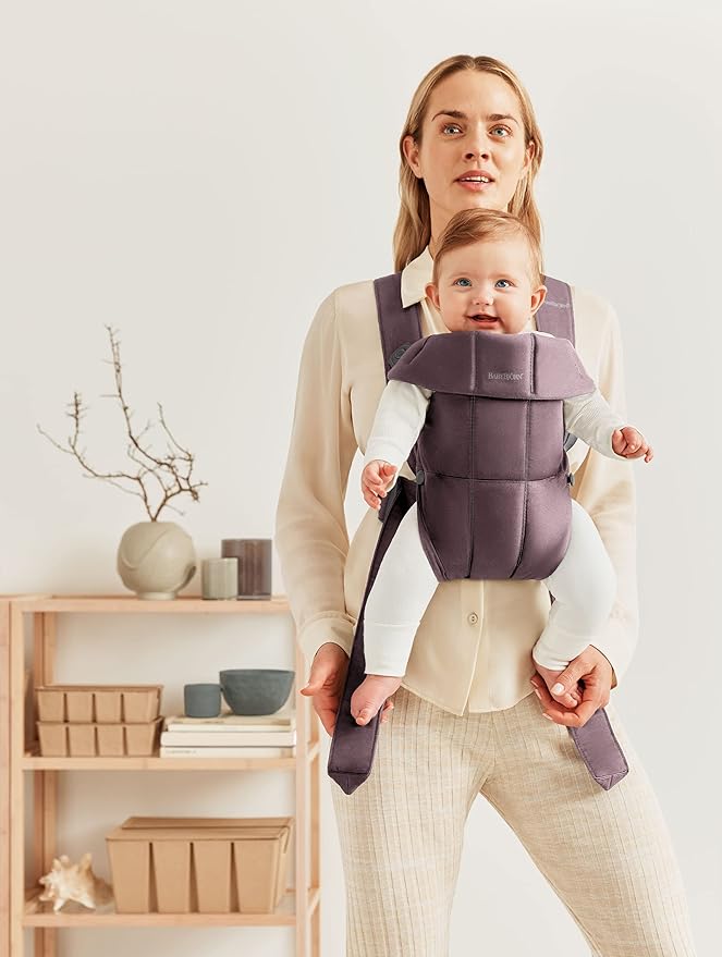 BabyBjörn Baby Carrier Mini, Cotton, Dark Purple | Newborn Carrier (7-25 lbs), Ergonomic, Easy-to-Use