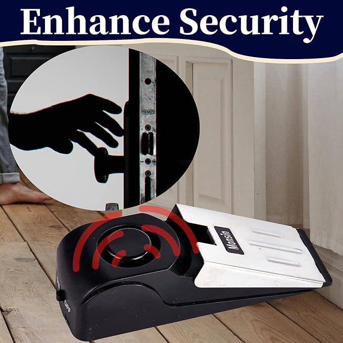 Door Stop Alarm, Door Stopper with 120DB Security Alarm, Floor Wedge Doorstop for Travel Apartment Home House (Pack of 1)