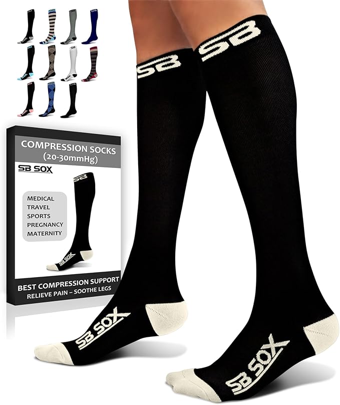 SB SOX Compression Socks for Men & Women (20-30 mmHg) - Best Support Stockings for Travel, Medical, and Sports - Perfect for Everyday Wear