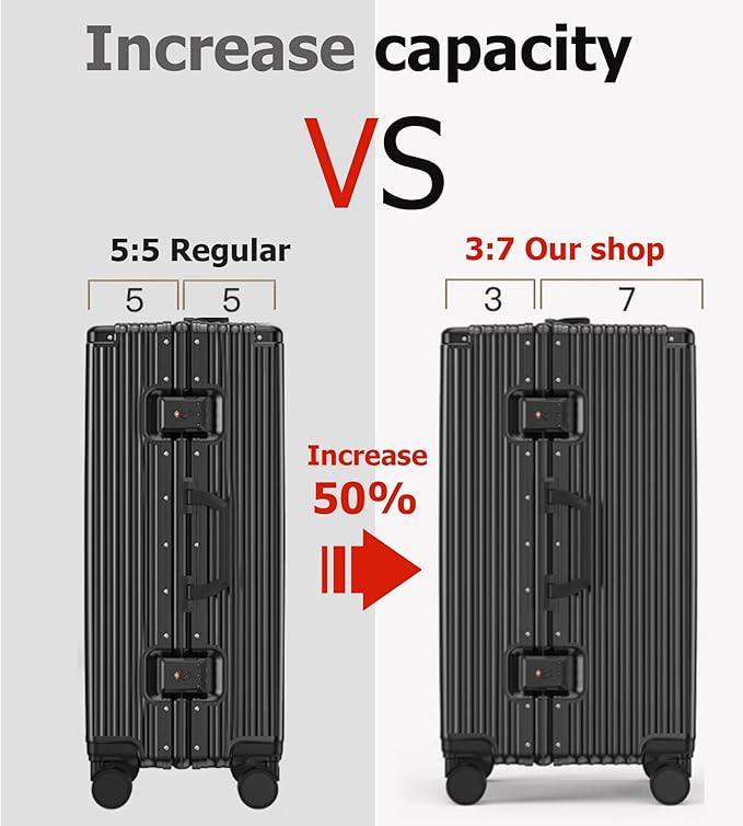 feilario 26in Super Large Captain Aluminum Frame Hardside Spinner Wheels Luggage, Zipperless Checked Suitcase with Cup Holder/Phone Holder