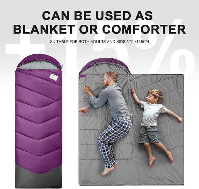 Sleeping Bags for Adults Cold Weather,Portable, Waterproof,Lightweight Sleeping Bag for Tall Girls Boys with Compression Sack for Warm Camping, Hiking, Outdoor & Indoor