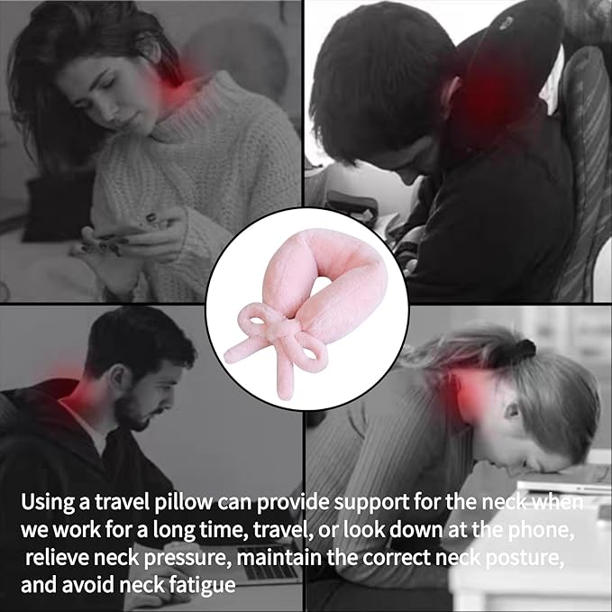 Travel Pillow Multifunctional Airplane Travel Neck Pillow Provides Neck and Lumbar Support During Travel Airplane Pillow Pink