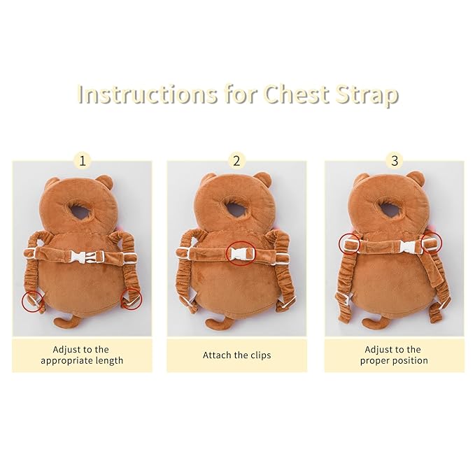 Baby Head Protector Backpack, Toddler Toddler Head Protector, Toddler Head Protector Padded Backpack Elasticated Carrier Wear (Tiger)