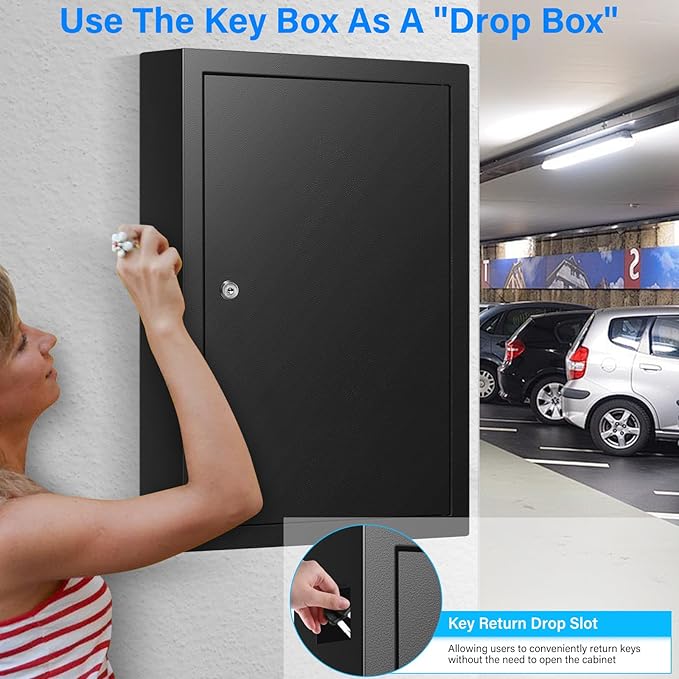 175 Keys Key Lock Box, Anti-Theft Key Cabinet with Key Tags, Key Organizer Wall Mount for Car Garage House Rental Office Business
