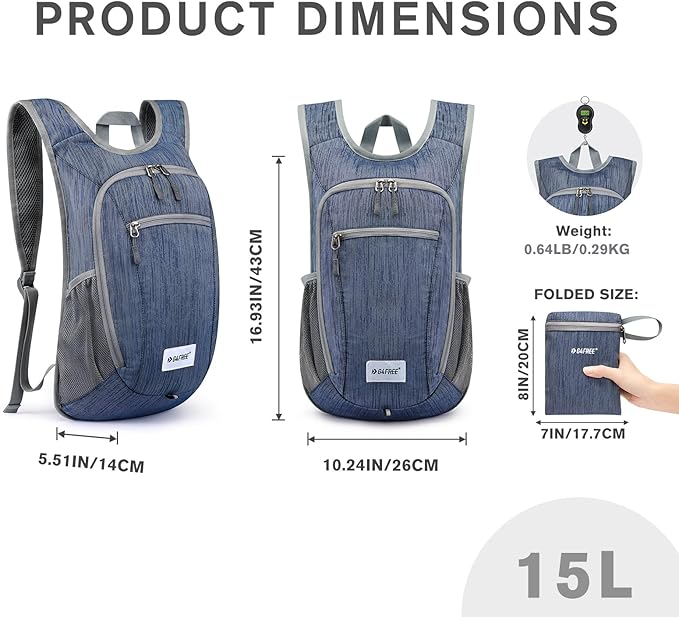 G4Free 10L/15L Hiking Backpack Lightweight Packable Hiking Daypack Small Travel Outdoor Foldable Shoulder Bag