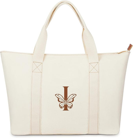 AW BRIDAL Monogram Canvas Tote Bag for Chrismas, Bridal Shower, Retirement, Birthday Gifts for Women Mom Wife Sister Friends
