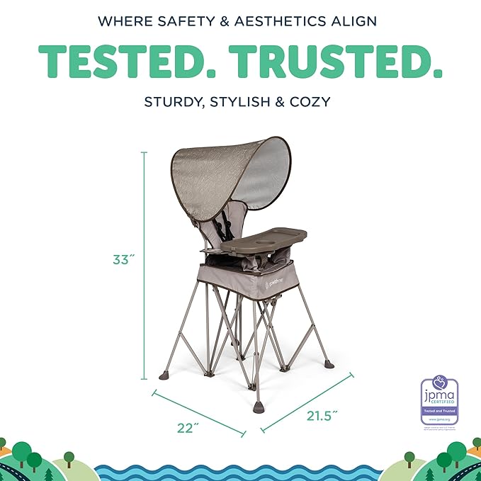 Baby Delight Go with Me Uplift Deluxe Portable High Chair | Travel High Chair | Sun Canopy | Indoor and Outdoor | Sandstone