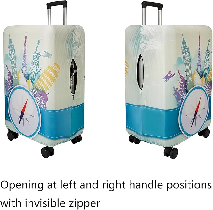 WUJIAONIAO Travel Luggage Cover Baggage Suitcase Cover Protector Skins 18-32 Inch (compass, XL (for 29-32 inch luggage))