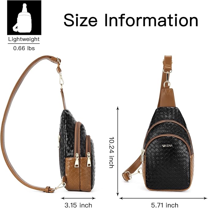 Telena Small Sling Bag for Women Leather Crossbody Fanny Packs Chest Bag for Women