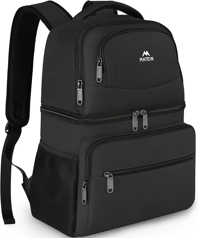 MATEIN Cooler Backpack, 26 Cans Insulated Lunch Backpack for Men Women, Leakproof Double Layer Lunch Cooler Bag Lightweight Soft Lunch Backpack with Cooler Compartment, Beach Camping Hiking Beer Gifts