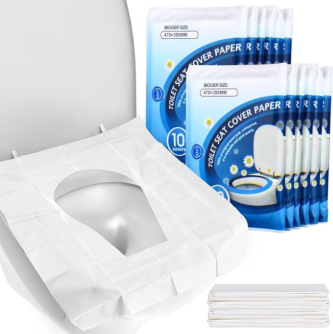 YGDZ Toilet Seat Covers Disposable (110 pack), XL Flushable Toilet Seat Covers Travel Paper Toilet Seat Cover for Kids Potty Training, Adults, Biodegradable Travel Essential Accessories for Airplane