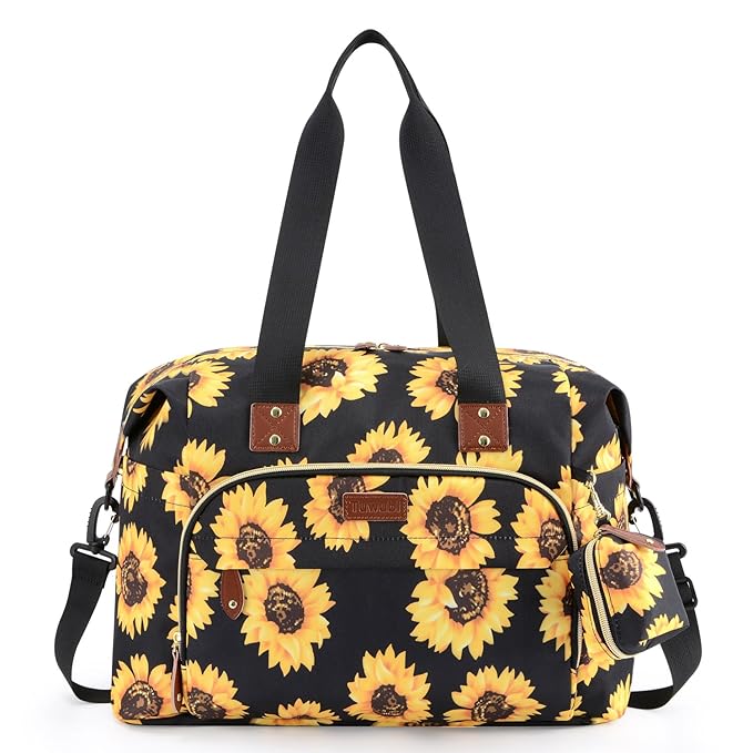 Tuwubi Diaper Bag Tote,Baby Diaper Bag with Pacifier Case Large Travel Diaper Tote Caddy for Mom and Dad Multifunction Large Baby Bag - Sunflower