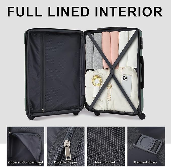 Merax 24 Inch Expandable Checked Luggage, Hardshell ABS Medium Suitcase with Spinner Wheels, TSA Lock, Lightweight Travel Suitcase for Long Trips and Vacations