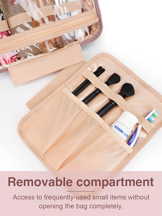 Women's Hanging Toiletry Bag, Waterproof Travel Cosmetic Organizer with Jewelry Storage, Large Capacity Makeup Case for Full-Size Skincare & Bathroom Essentials, Portable Cosmetic kit, Dark Purple
