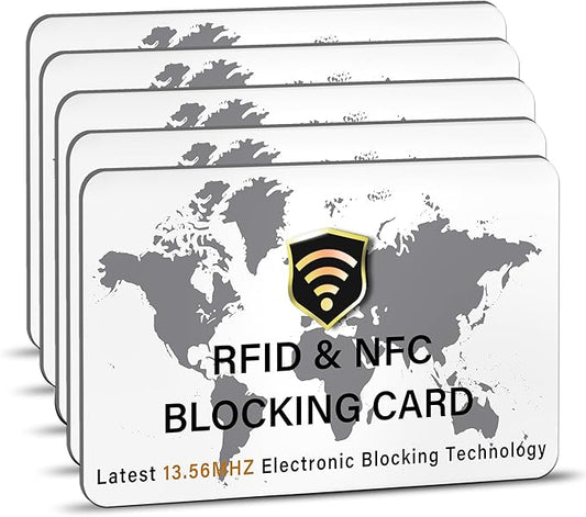 SaiTech IT 5 Pack RFID Blocking Card NFC Contactless Debit/Credit Card ATM Passport Protector ideal for Men & women slim with World map design perfectly fit in wallet (White)