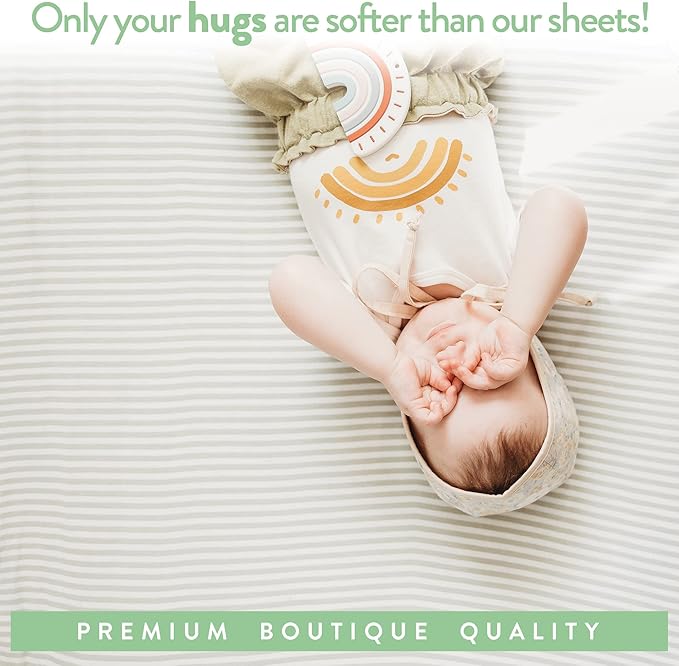 Travel Crib Fitted Sheets Compatible With Guava Lotus, Baby Bjorn, Dream on Me Travel Crib Light Playard – Fits Perfectly on 24 x 42” Mattress Without Bunching Up – Snuggly Soft Jersey Cotton – 2 Pack