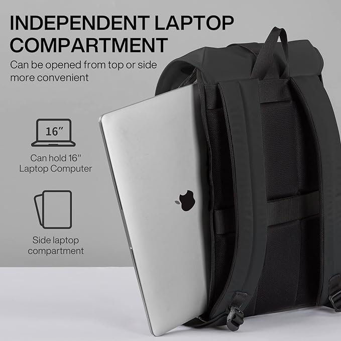 mixi Travel Laptop Backpack for Women & Men Carry On Backpack fits 16'' Laptop, Waterproof Lightweight Casual Hiking Weekender Bags Rucksack,17 Inch, Knight Black