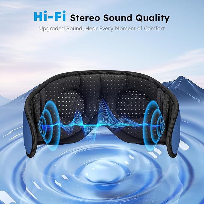 LC-dolida White Noise Sleep Mask, 3D Sleep Headphones with 16 Soothing Sounds, Bluetooth 5.4 Sleep Eye Mask with Timer, Total Blackout Sleeping Headphones for Side Sleeper(Navy)