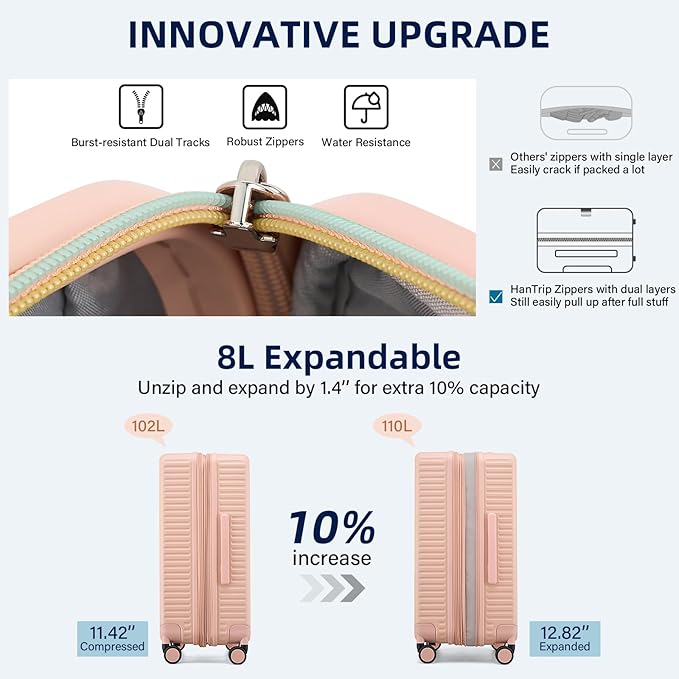 Hard Shell Suitcases Expandable Luggage 28 Inch, Large Checked Luggage Check In Travel Luggage with Spinner Wheels Cup Holder Charger Built in Lightweight Suitcase, Pink