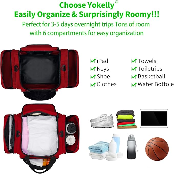 Sports Duffel Bag 20 inch for Travel Gym - Red