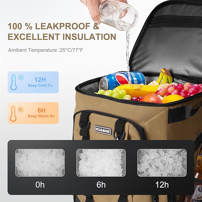Beach Cooler Backpack for Men 36cans Insulated Backpack Cooler Lunch Bag for Women Camping Hiking Picnic Travel for 18 Hours Cooling 30L