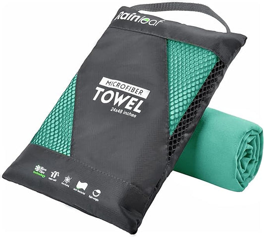 Rainleaf Microfiber Towel Perfect Travel & Gym & Camping Towel. Quick Dry - Super Absorbent - Ultra Compact - Lightweight. Suitable for Trip, Beach, Shower, Backpacking, Pool