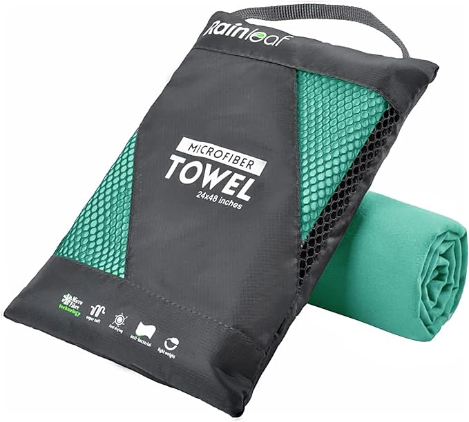 Rainleaf Microfiber Towel Perfect Travel & Gym & Camping Towel. Quick Dry - Super Absorbent - Ultra Compact - Lightweight. Suitable for Trip, Beach, Shower, Backpacking, Pool