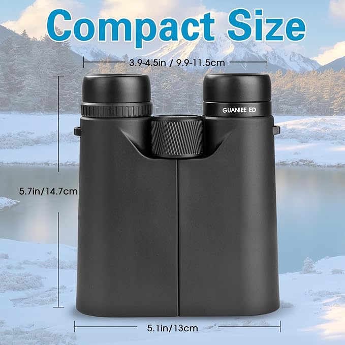 10x42 Binoculars for Adults High Powered Compact Binoculars with Low Light Night Vision for Bird Watching Hunting Travel Outdoor Sports, Easy to Focus