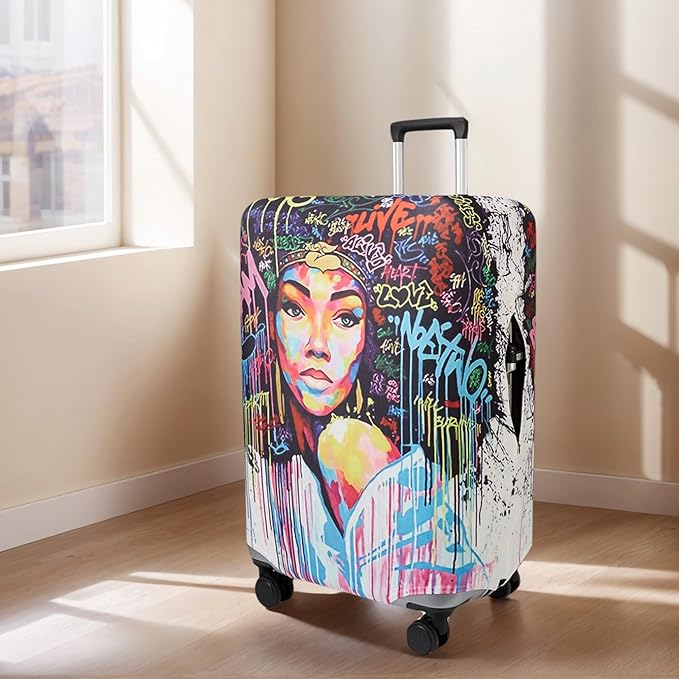 WUJIAONIAO Travel Luggage Cover Baggage Suitcase Cover Protector Skins 18-32 Inch (Graffiti A8, XL (for 29-32 inch luggage))