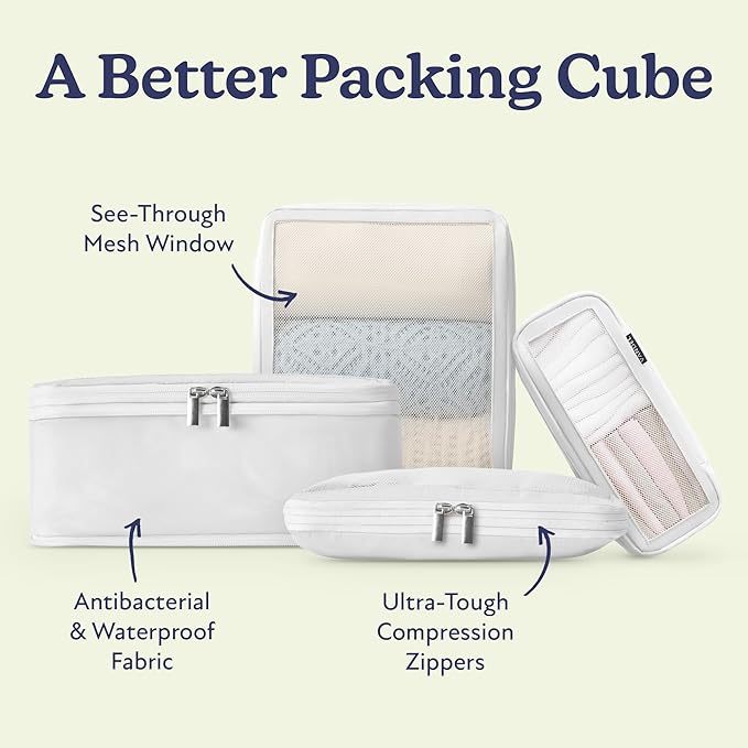 Vandel Space-Saving Compression Packing Cubes for Women, Men, Compressible Carry On Suit Case Organizer Luggage Packing Cubes for Travel Organizer Bags for Luggage and Backpacks, Suitcase Cube