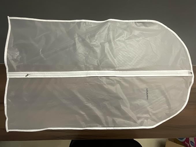 Garment Bag Covers 24''X54'' Lightweight White PEVA Breathable Bags (Pack of 6) with Study Full Zipper for Closet Clothes Storag (24''X55'', White)