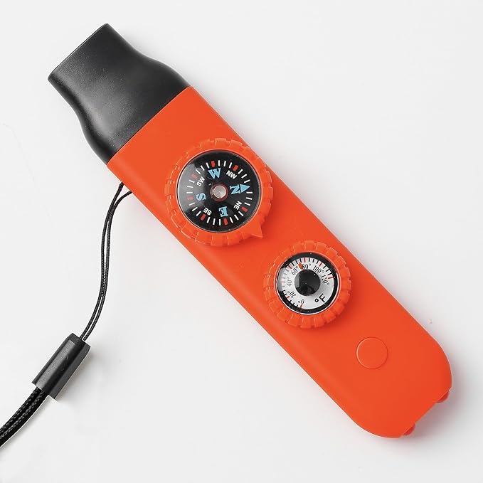 Emergency Survival Safety Whistle，Whistle for Kids with Lanyard,Compass,Thermometer,Ideal for Kayaking, Boating, Hiking, Camping, Climbing