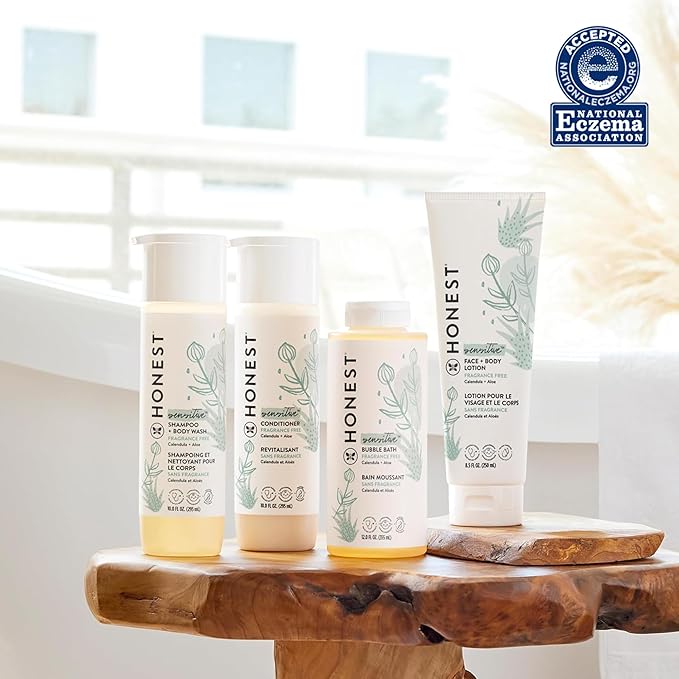 The Honest Company 2-in-1 Cleansing Shampoo + Body Wash for Sensitive Skin | Gentle for Baby | Naturally Derived, Tear-free, Hypoallergenic | Fragrance Free, 10 fl oz