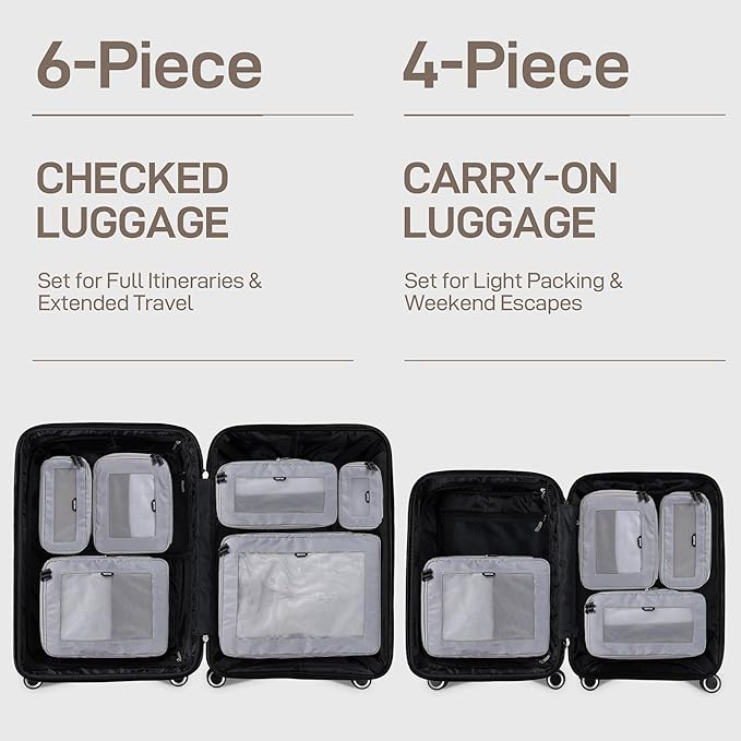 EPICKA TripCozy Compression Packing Cubes - 4 Set Durable Travel Organizer Bags with Mesh Top, Expandable Travel Accessories for Carry on, Luggage, Suitcase, Backpack (Light Grey)