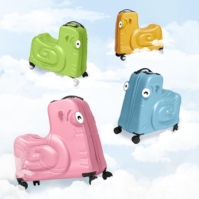 Kids Ride-on Luggage with Spinner Wheels Suitcase, Kid's Ride-On Suitcase Help Your Child Relax, Carry On Trolley Luggage with Password Lock (Pink, 22 inches)