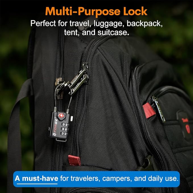 TSA Approved Cable Luggage Locks, 6 Pack, Easy Read Dials with Alloy Body